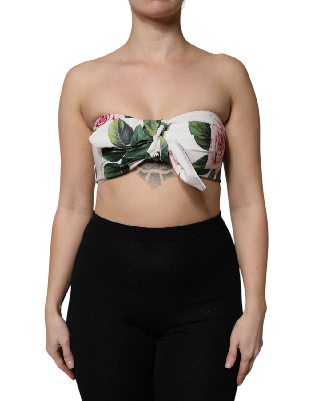 Weißes Bustier-Korsett-Oberteil mit Blumenmuster
