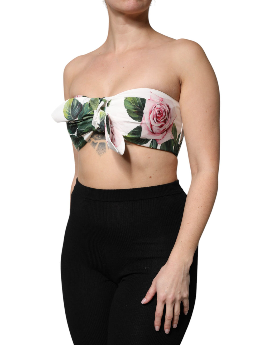 Weißes Bustier-Korsett-Oberteil mit Blumenmuster