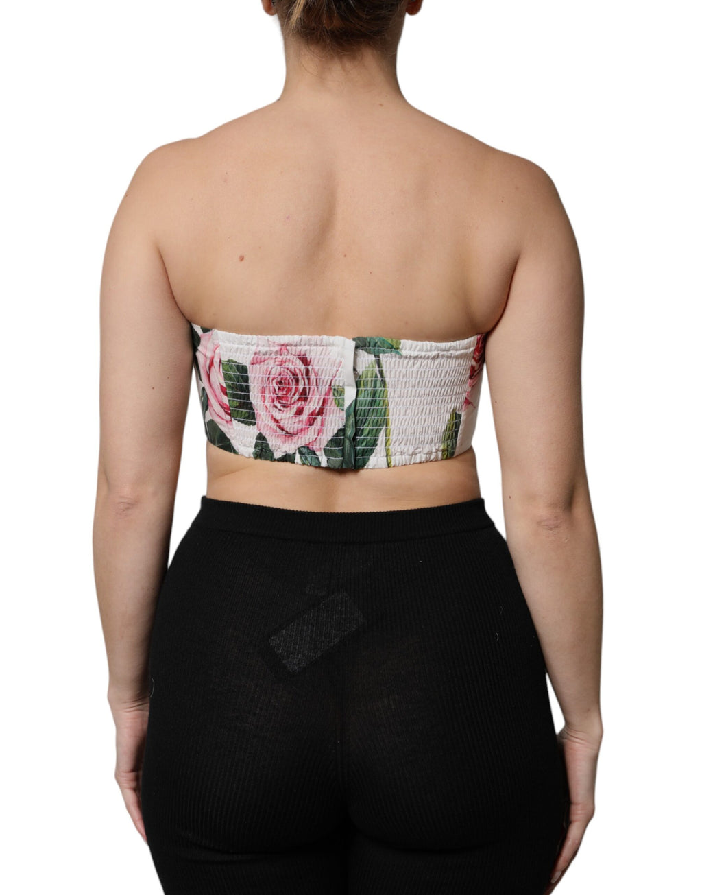 Weißes Bustier-Korsett-Oberteil mit Blumenmuster