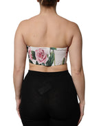 Weißes Bustier-Korsett-Oberteil mit Blumenmuster