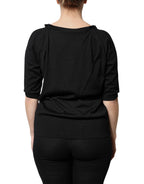 Black Button Down Short Sleeve Blouse Top