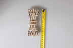 Gold Tone Brass Bow Crystal FauxPearl Embellished Brooch