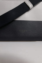 Black White Leather Logo Embossed Crossbody Bag