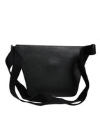 Gürteltasche für Herren aus schwarzem Kalbsleder mit Logo-Plakette