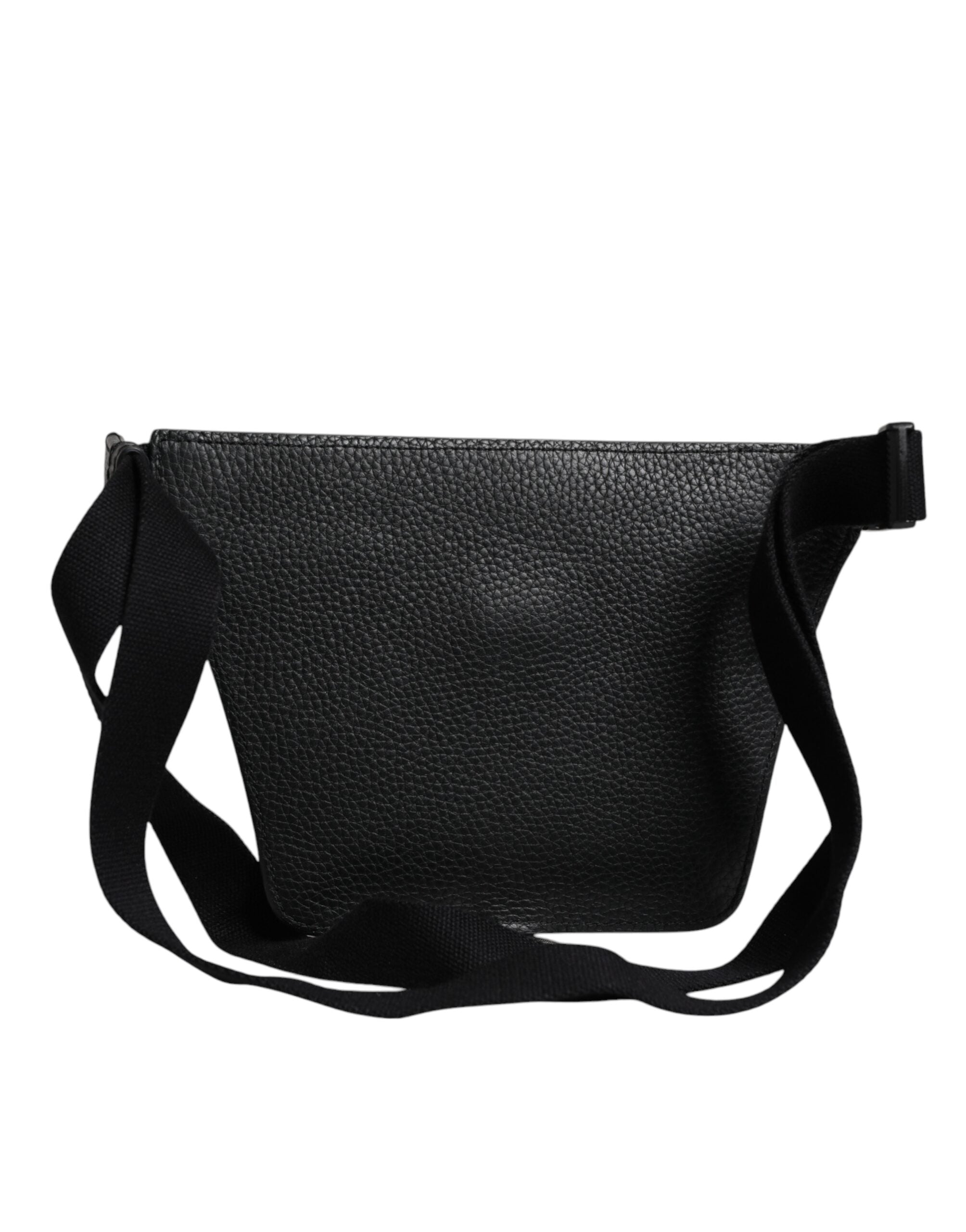 Gürteltasche für Herren aus schwarzem Kalbsleder mit Logo-Plakette