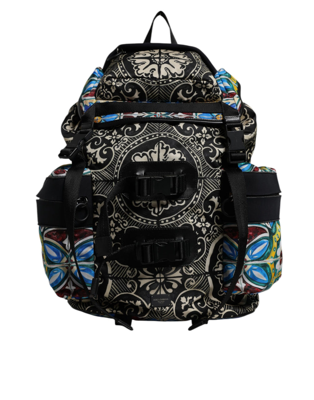 Multicolor Majolica Print Nylon Backpack Bag