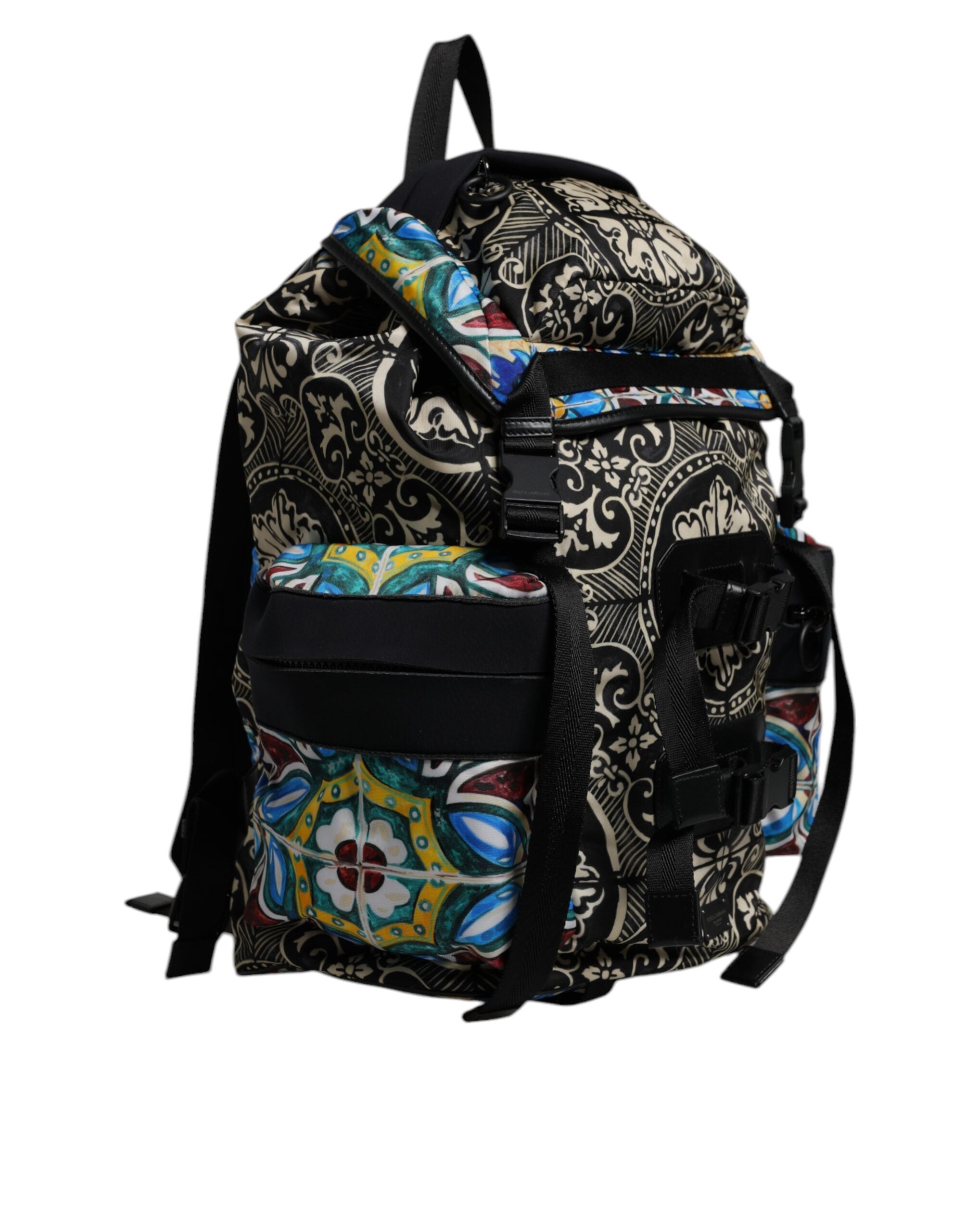 Multicolor Majolica Print Nylon Backpack Bag