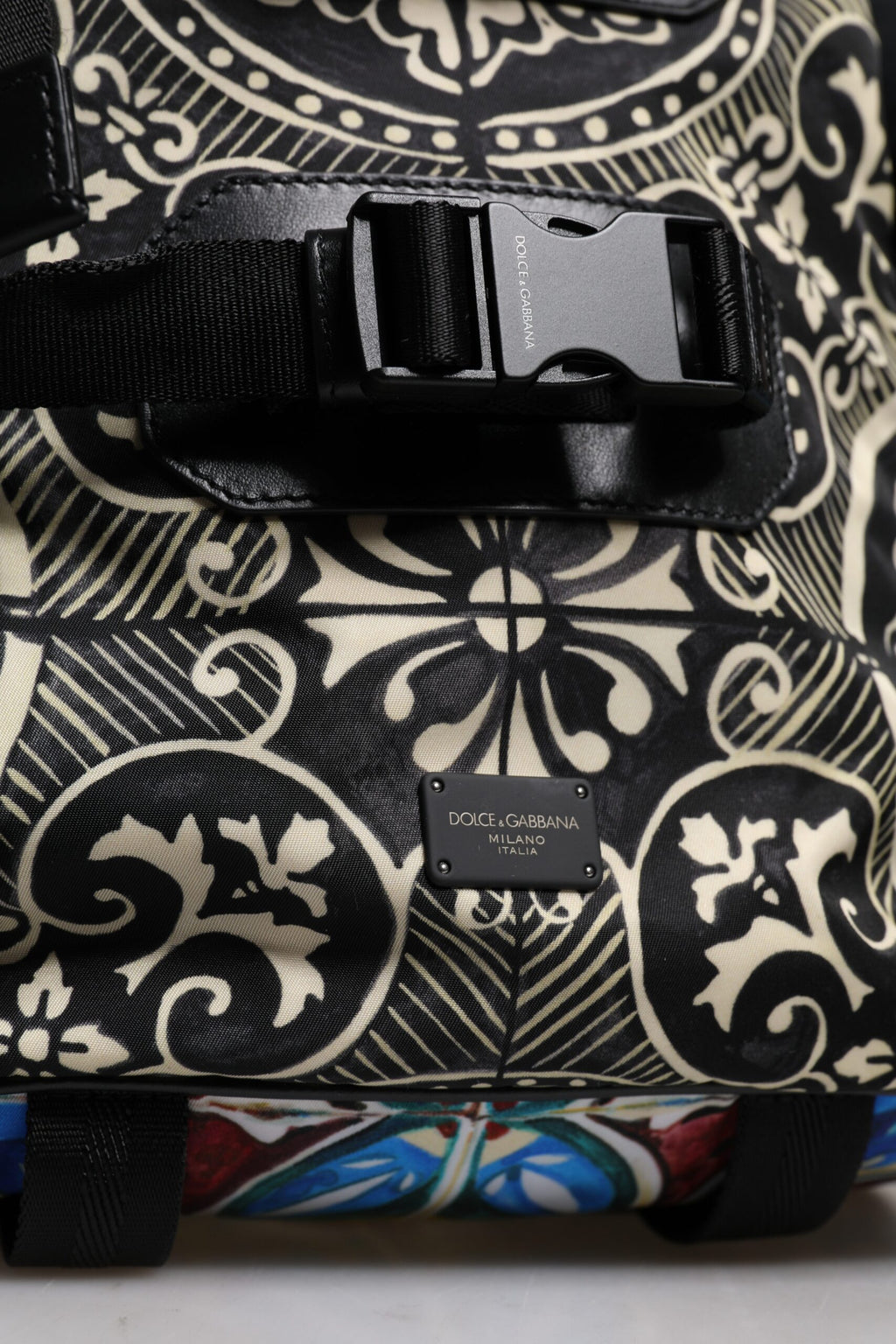 Multicolor Majolica Print Nylon Backpack Bag