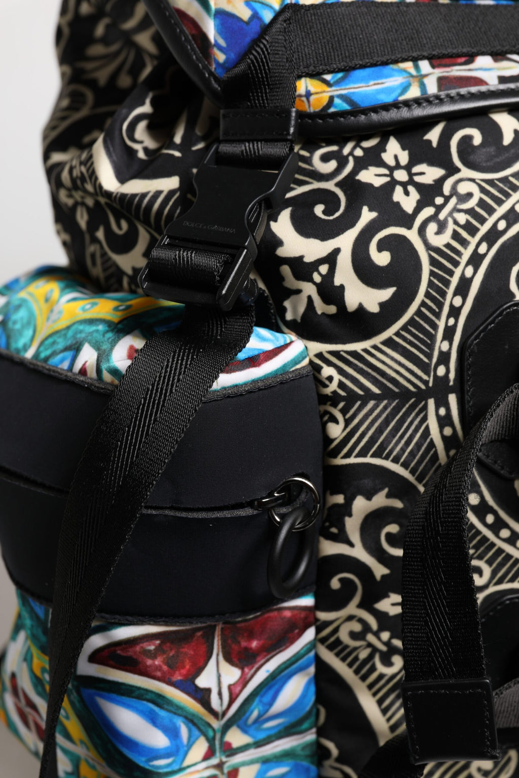 Multicolor Majolica Print Nylon Backpack Bag