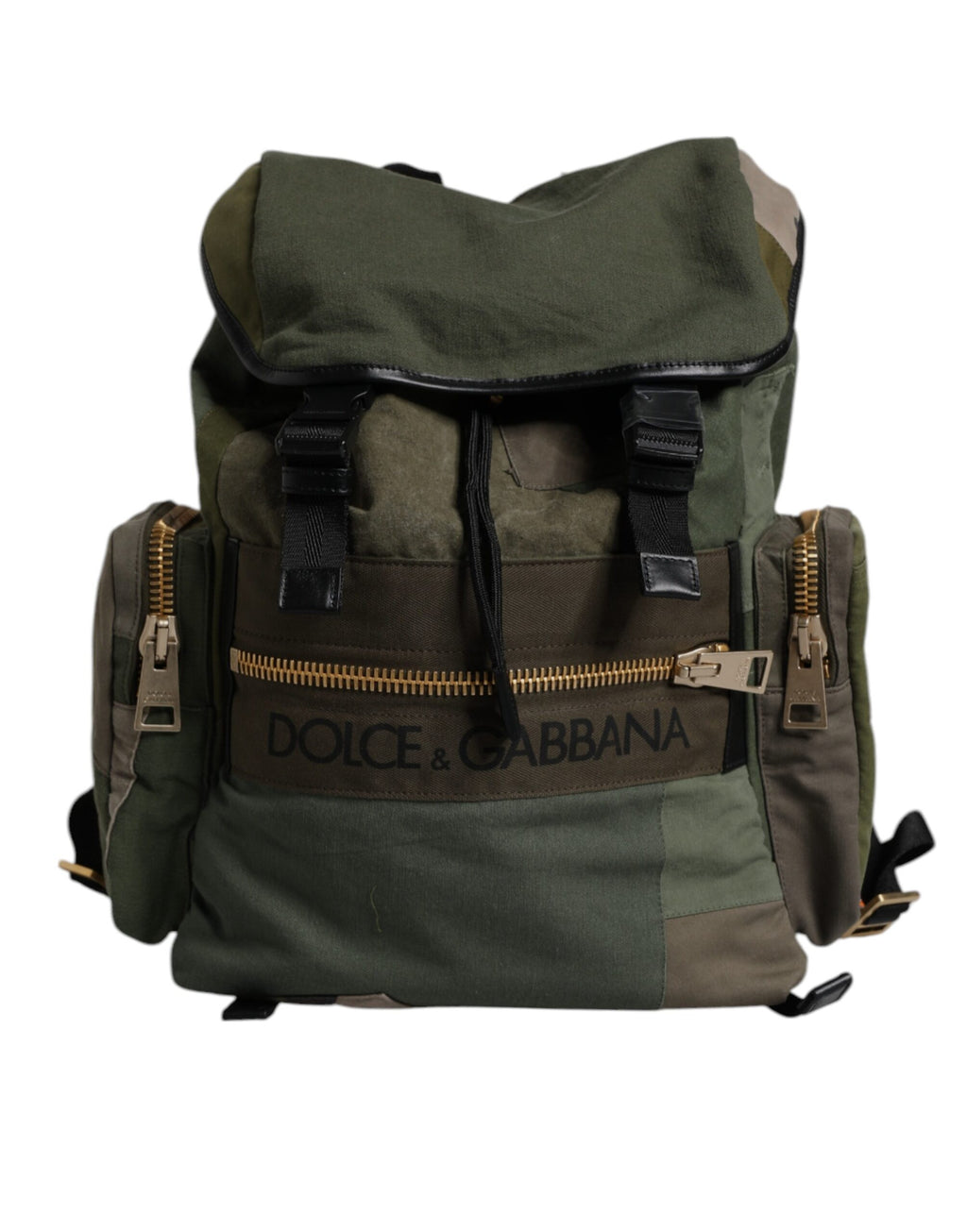 Militärgrüner Patchwork-Schulrucksack