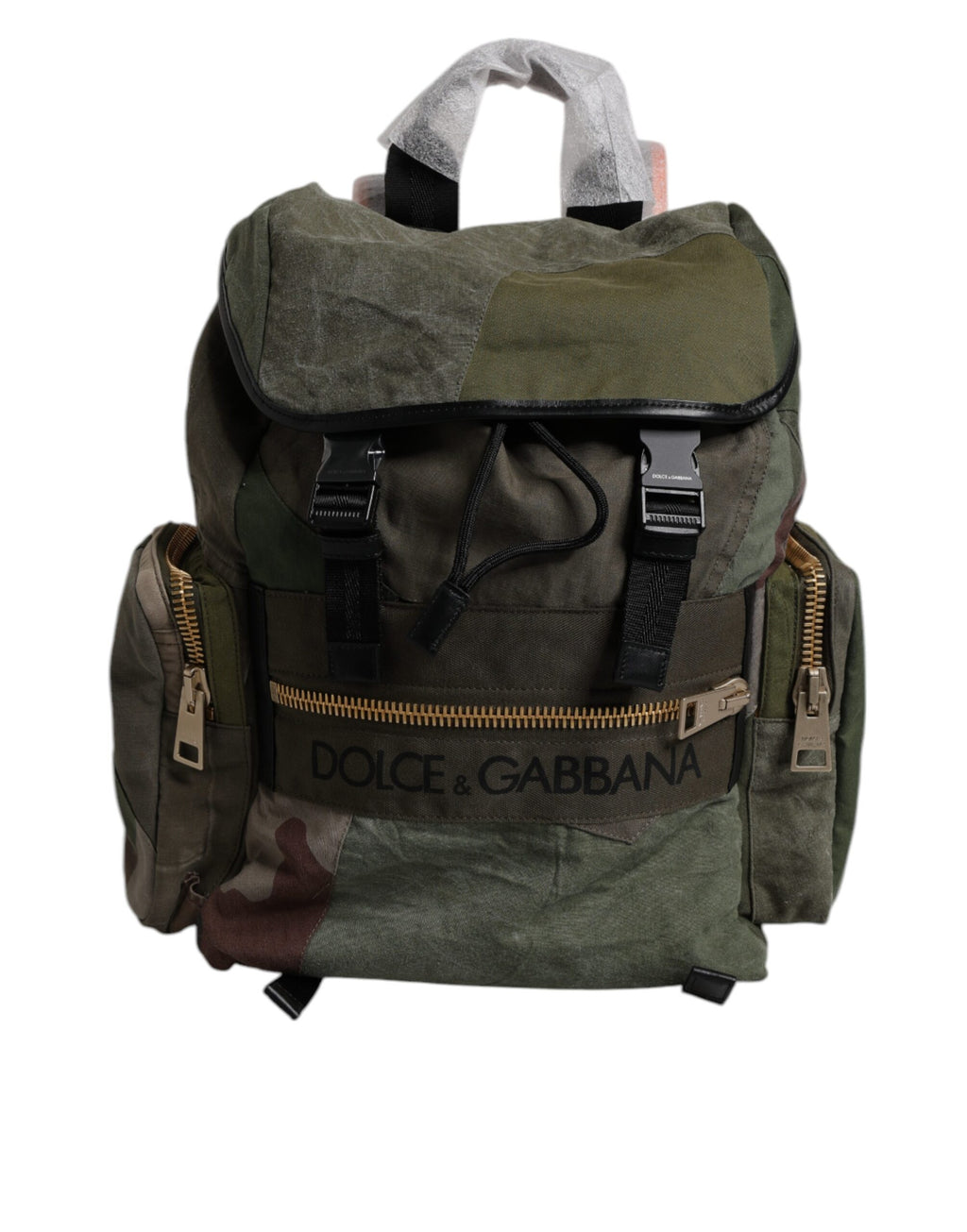 Military Green Patchwork Reise-Rucksacktasche