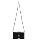 Black Calfskin Leather Chain Strap Shoulder Crossbody Bag
