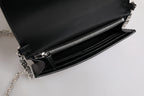 Black Calfskin Leather Chain Strap Shoulder Crossbody Bag