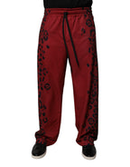 Red Leopard Print Polyester Men's Jogger Pants