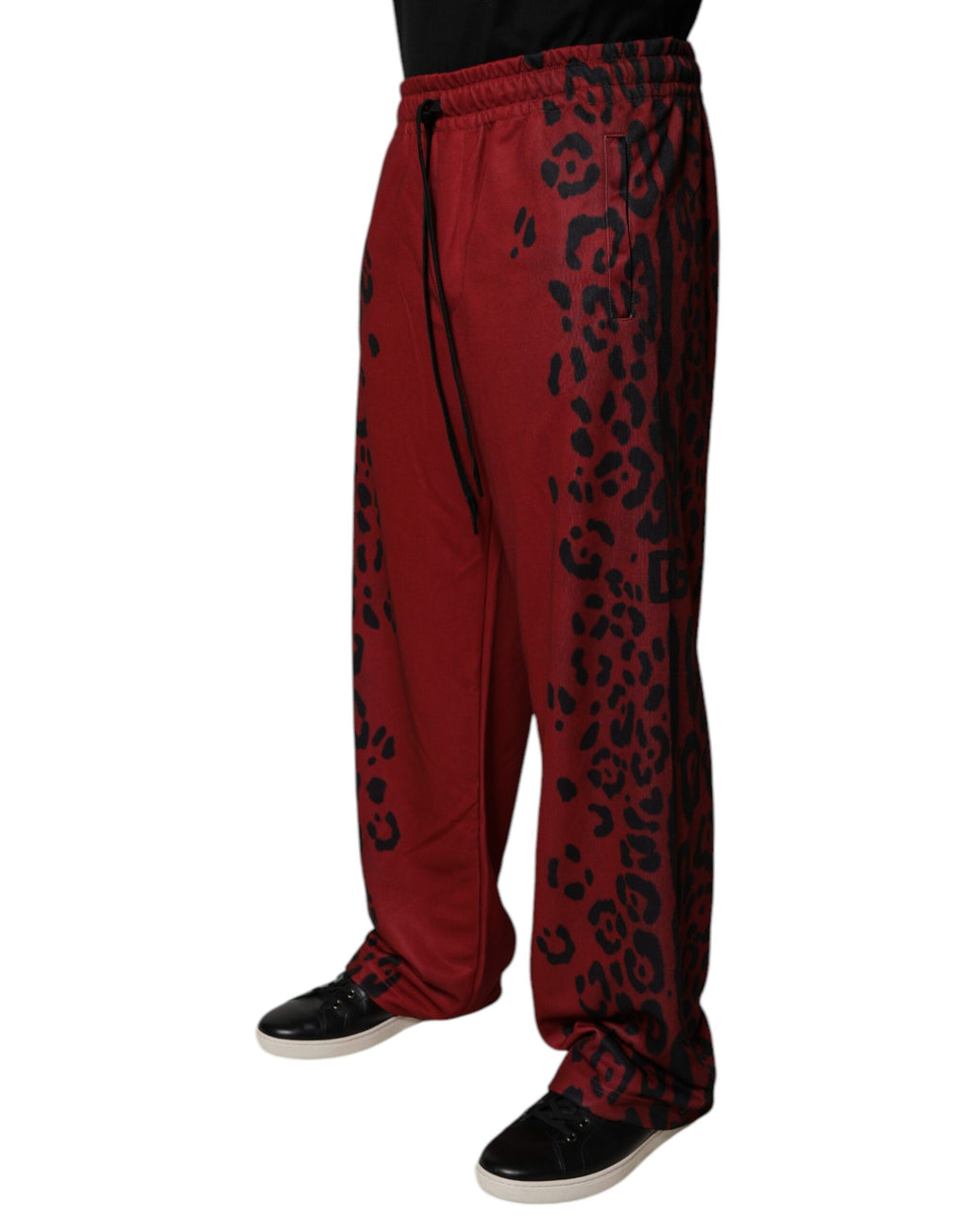 Red Leopard Print Polyester Men's Jogger Pants