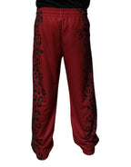 Red Leopard Print Polyester Men's Jogger Pants