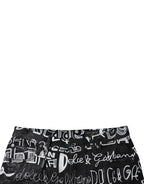 Black Cotton Logo Print Straight Denim Jeans