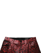 Red Leopard Cotton Straight Men Denim Jeans