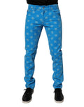 Blaue Logo-Monogramm-Skinny-Jeans aus Baumwolle