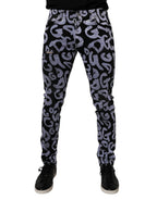 Black Logo Monogram Cotton Skinny Denim Jeans
