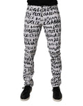 White Cotton Logo Print Skinny-Jeans