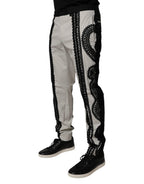 White Lace Trim Mid Waist Dress Formal Pants