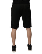 Schwarze Sweatshorts aus Baumwolle für Herren Bermudashorts