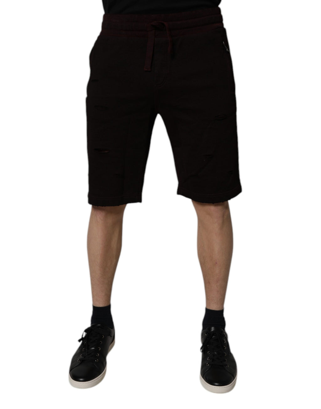 Männer Sweatshorts aus Baumwolle in Burgunderrot Bermudashorts