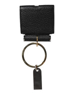 Black Leather Strap Gold Metal Logo Plaque Airpods Case