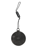Green Calfskin Leather Round Logo Hand Mirror Holder