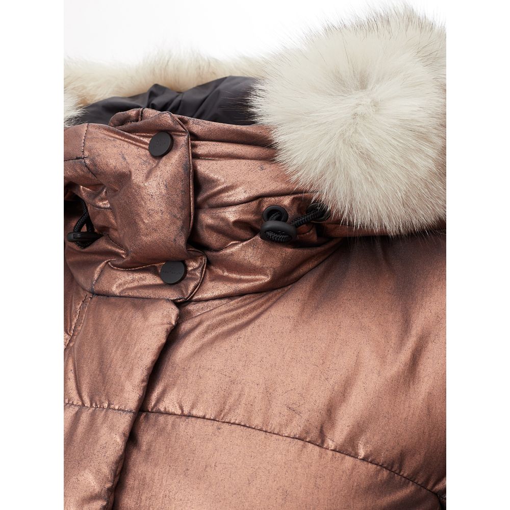 Pink Polyester Full-Length Jacket