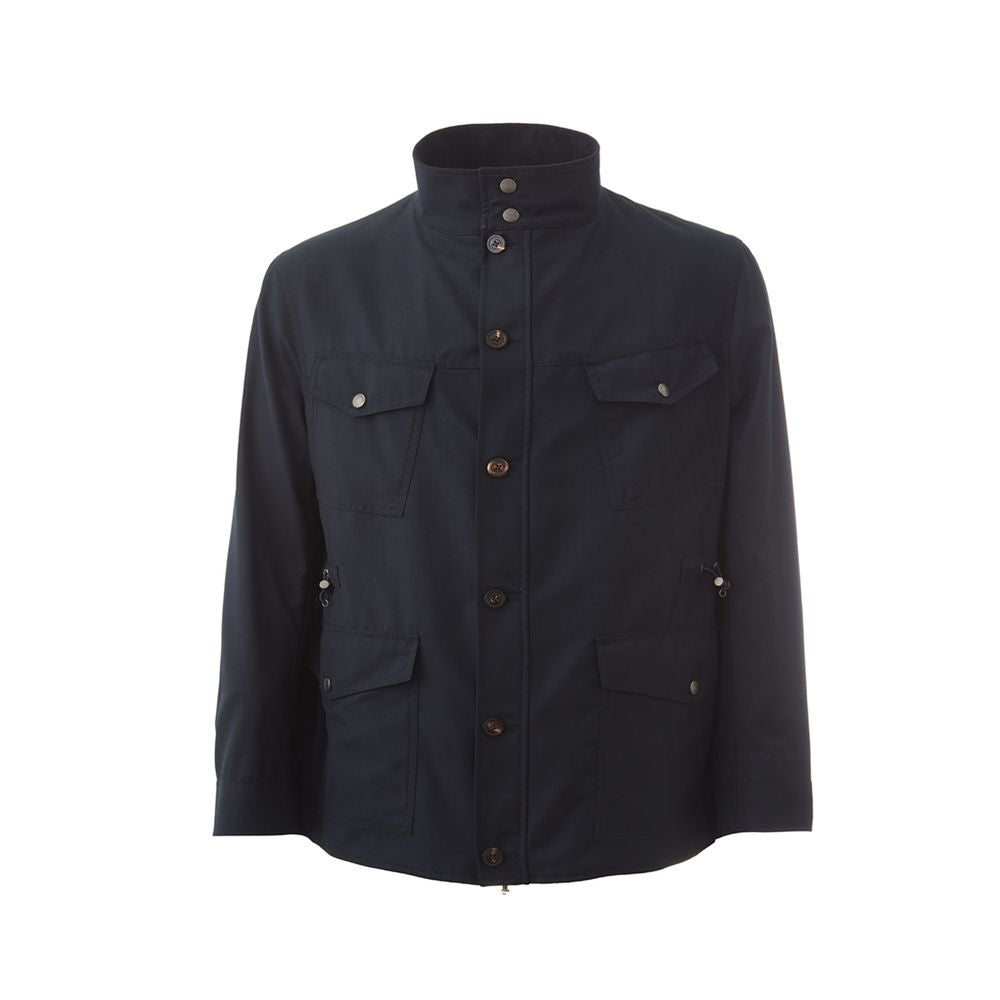 Blauer Wollmantel