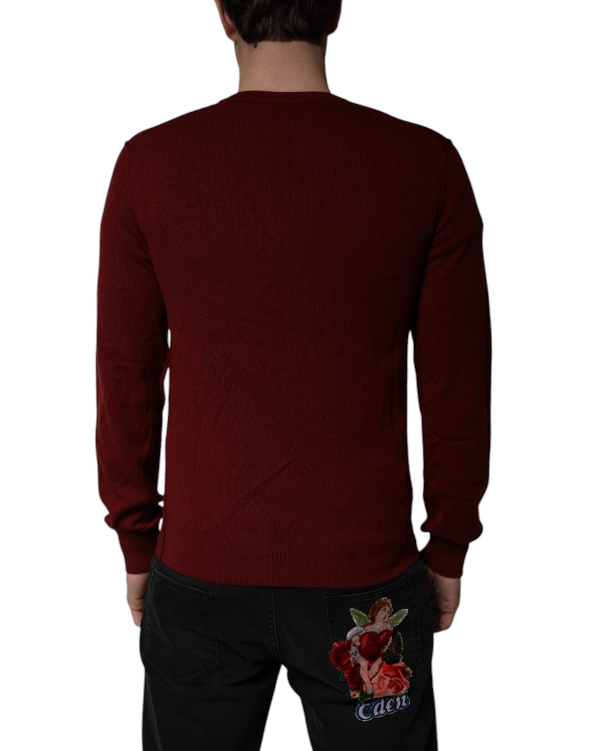 Maroon Cashmere V-Neck Men's Pullover Sweater
