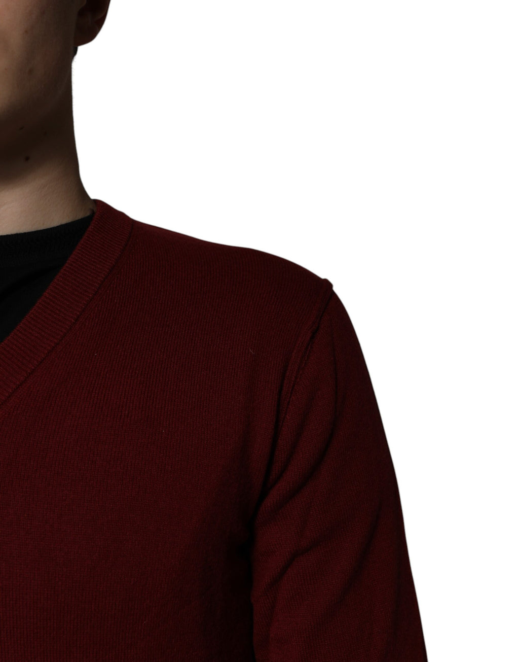 Maroon Cashmere V-Neck Men's Pullover Sweater