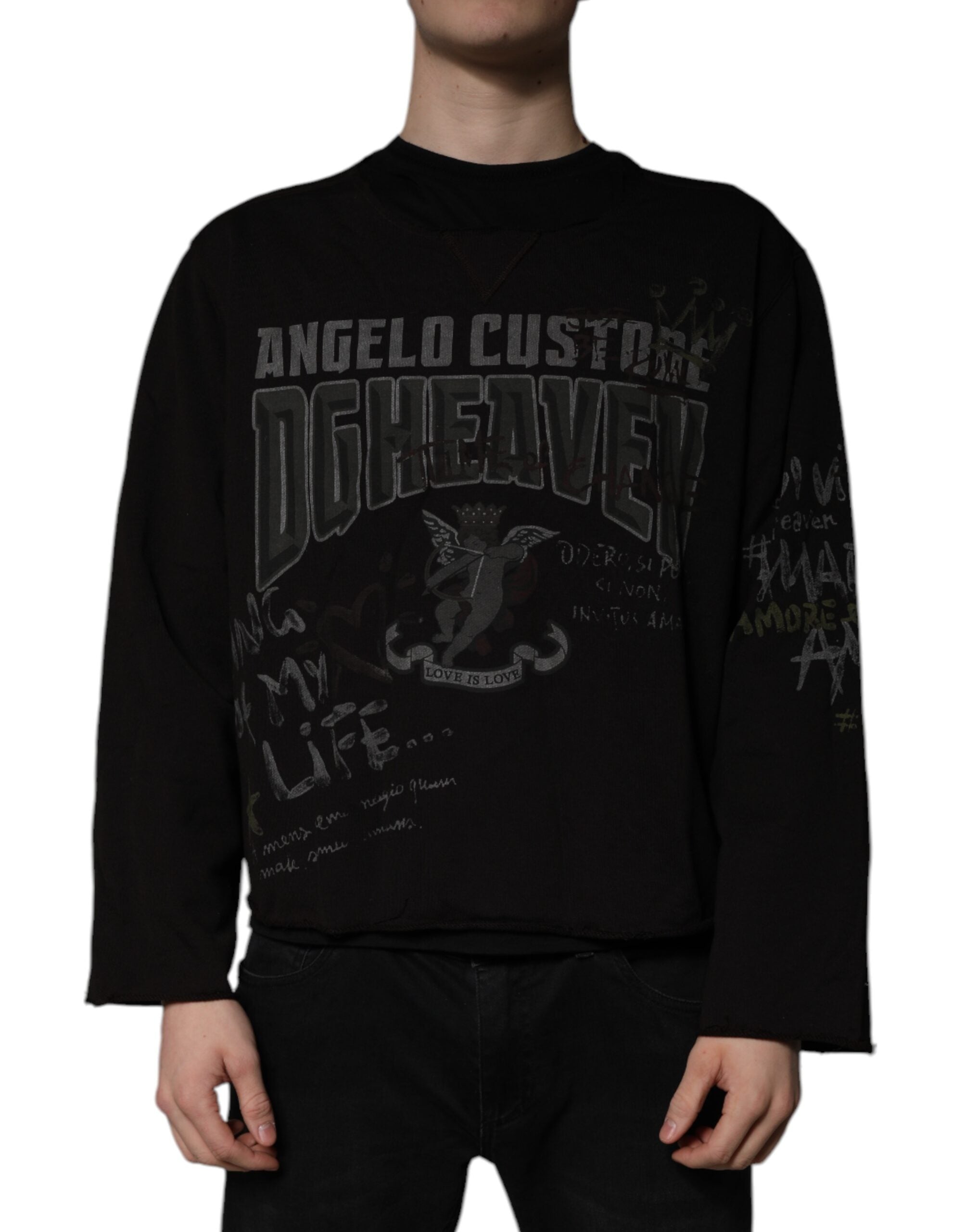 Schwarzer DG Heaven Pullover mit Rundhalsausschnitt