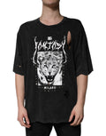 Schwarzes T-Shirt aus Baumwolle mit Rundhalsausschnitt und Grafikprint