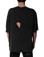 Schwarzes T-Shirt aus Baumwolle mit Rundhalsausschnitt und Grafikprint