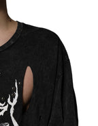 Schwarzes T-Shirt aus Baumwolle mit Rundhalsausschnitt und Grafikprint