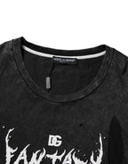 Schwarzes T-Shirt aus Baumwolle mit Rundhalsausschnitt und Grafikprint