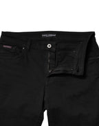 Black Cotton Mid Waisted Skinny Denim Jeans