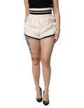 Weiße Hot Pants aus Kunstpelz mit hoher Taille