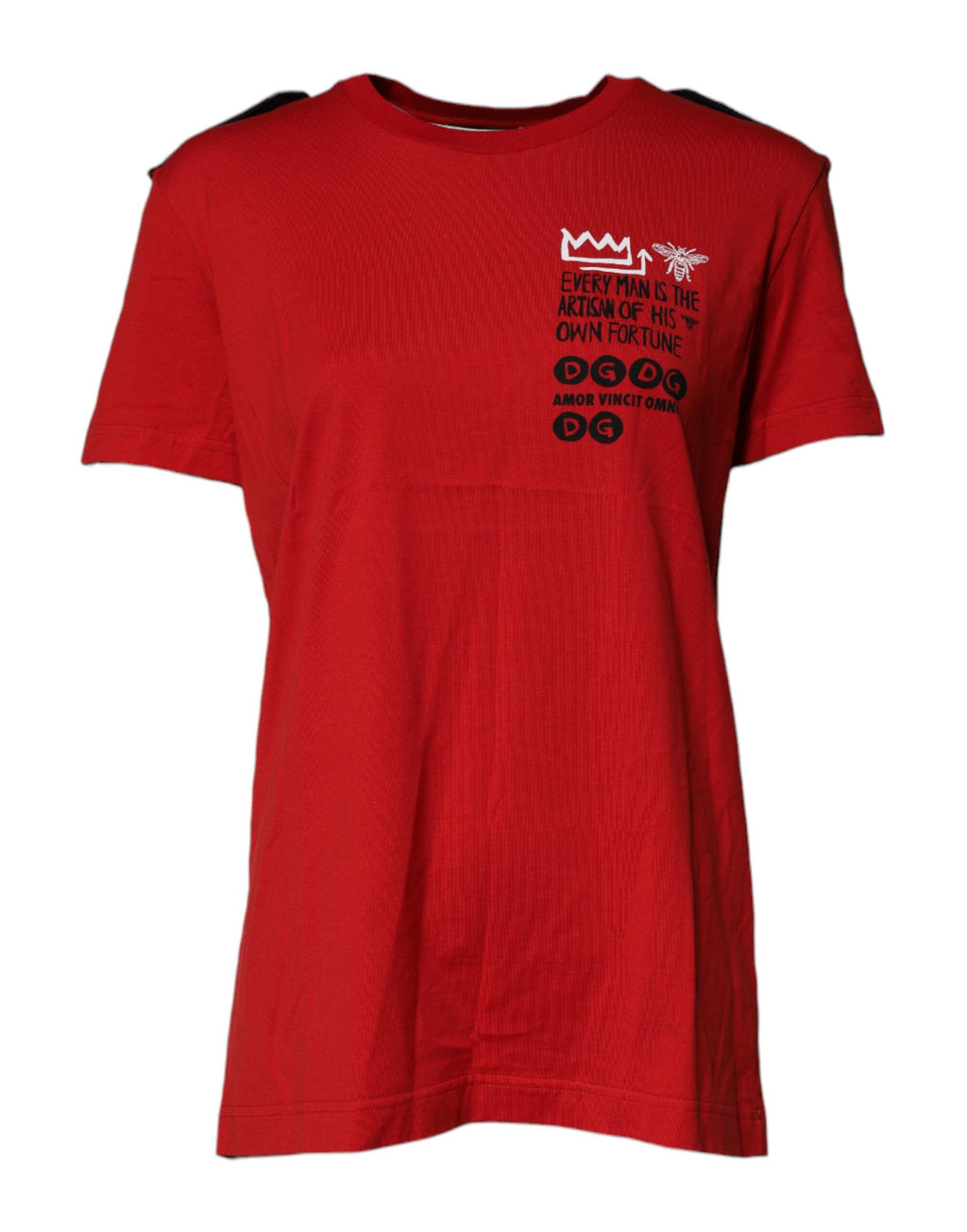 Rotes Baumwoll-T-Shirt mit Rundhalsausschnitt und Grafikprint