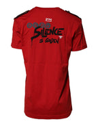 Rotes Baumwoll-T-Shirt mit Rundhalsausschnitt und Grafikprint