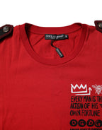 Rotes Baumwoll-T-Shirt mit Rundhalsausschnitt und Grafikprint