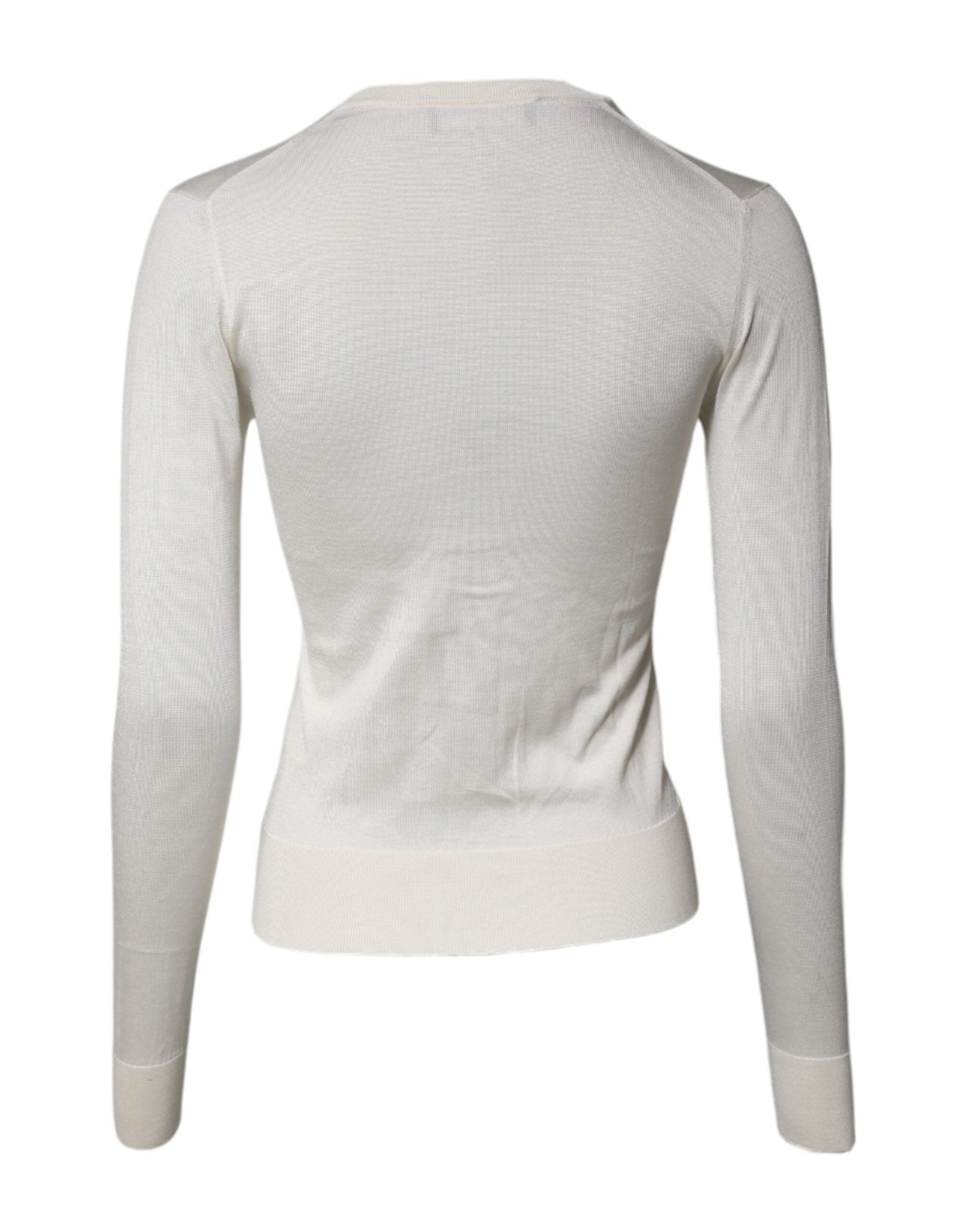 Cremefarbener Seidencardigan mit Blumenstickerei