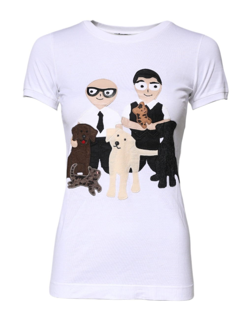 T-Shirt aus weißer Baumwolle mit #DGFAMILY-Stickerei