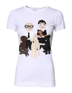 T-Shirt aus weißer Baumwolle mit #DGFAMILY-Stickerei