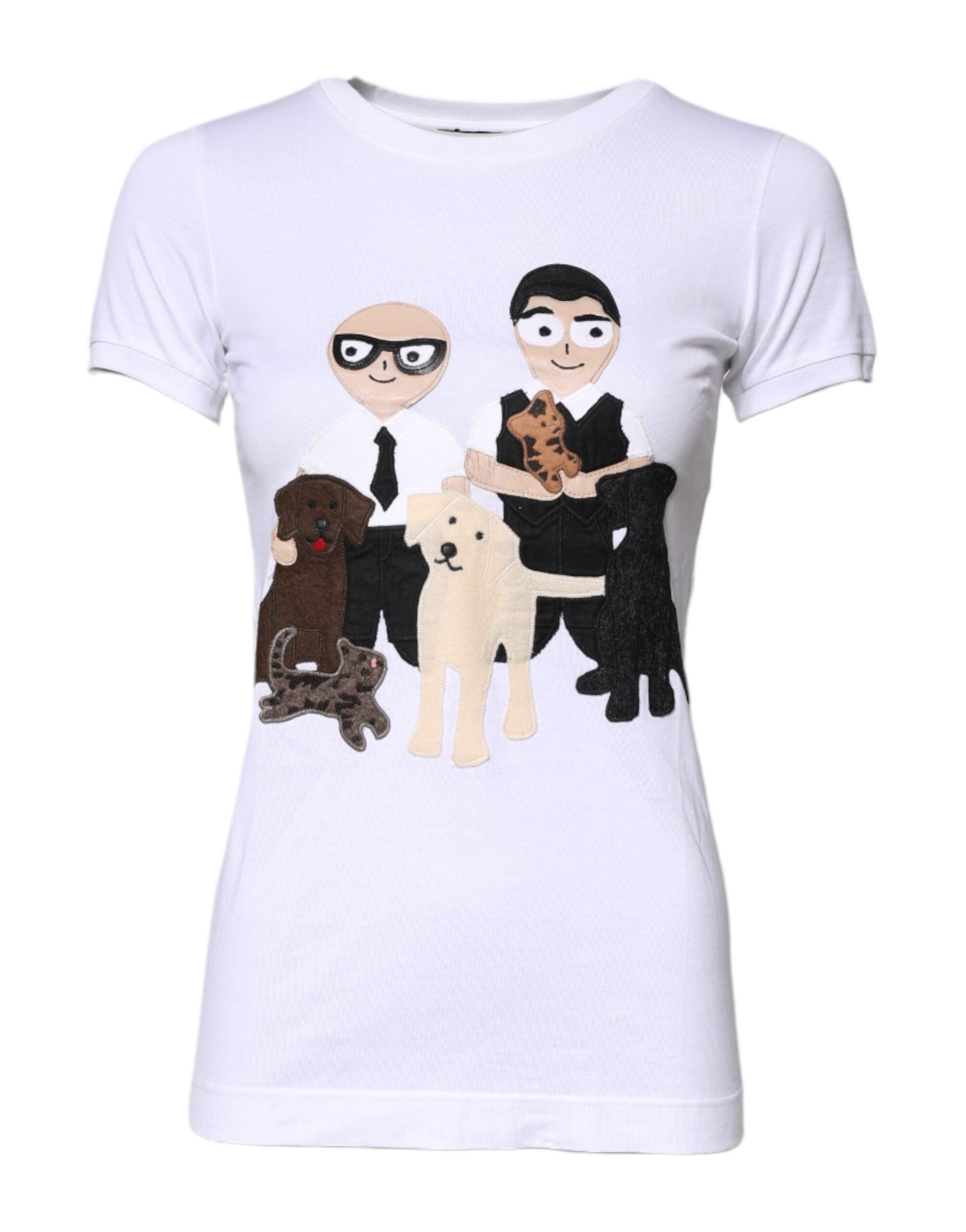 T-Shirt aus weißer Baumwolle mit #DGFAMILY-Stickerei