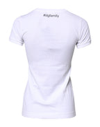 T-Shirt aus weißer Baumwolle mit #DGFAMILY-Stickerei