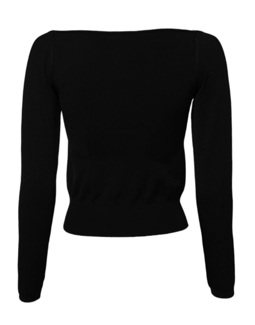 Schwarzer Pullover mit eckigem Ausschnitt und langen Ärmeln